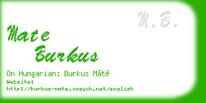 mate burkus business card
